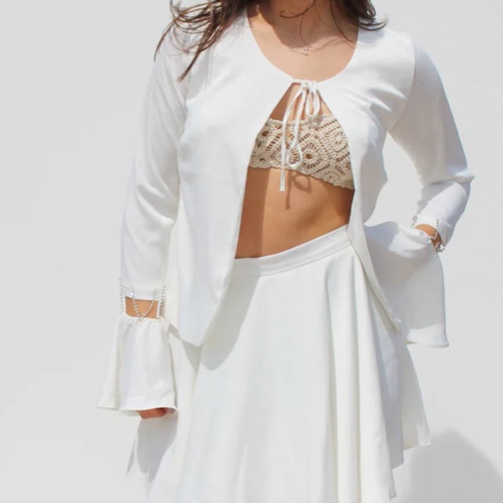 BASLIQ tie front top XS new without tags Federica Blouse Cream